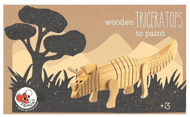 Triceratops aus Holz zum Bemalen. 22x7x5