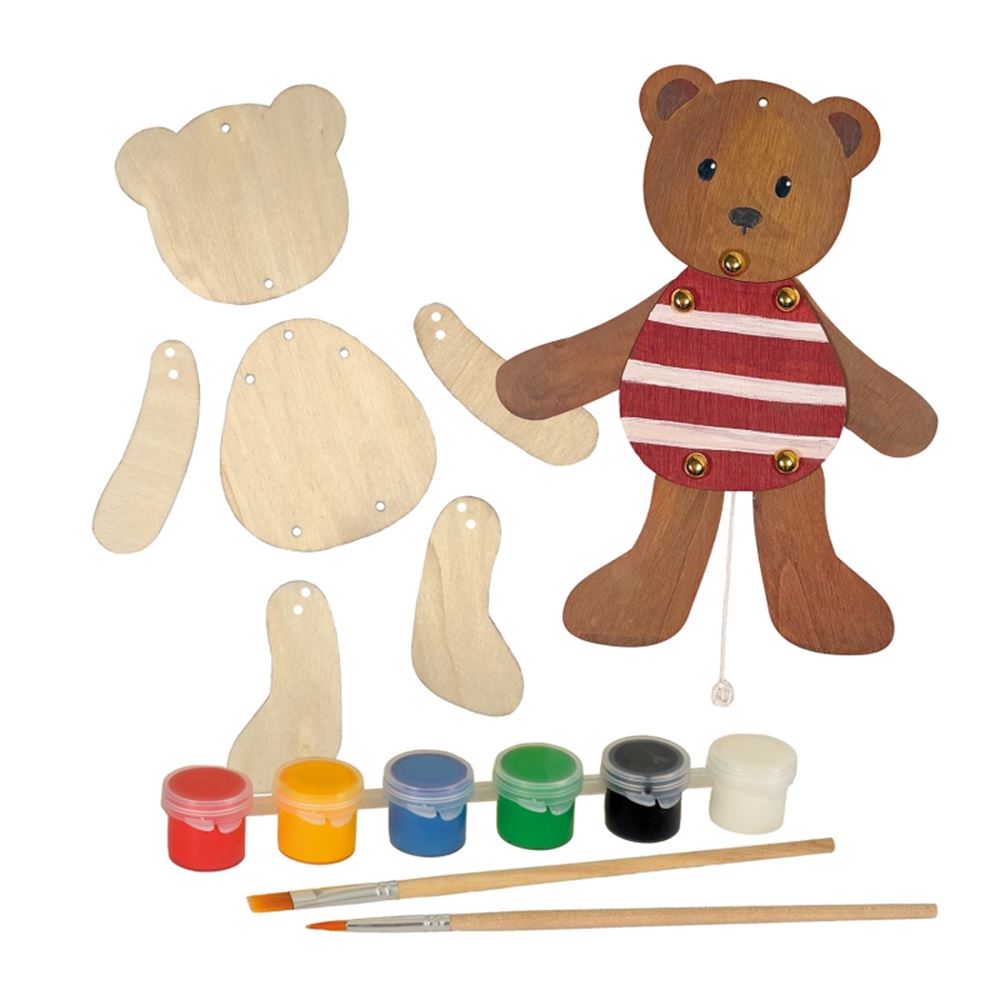 Egmont Holz-Ziehpuppe mit Bärenmalerei.