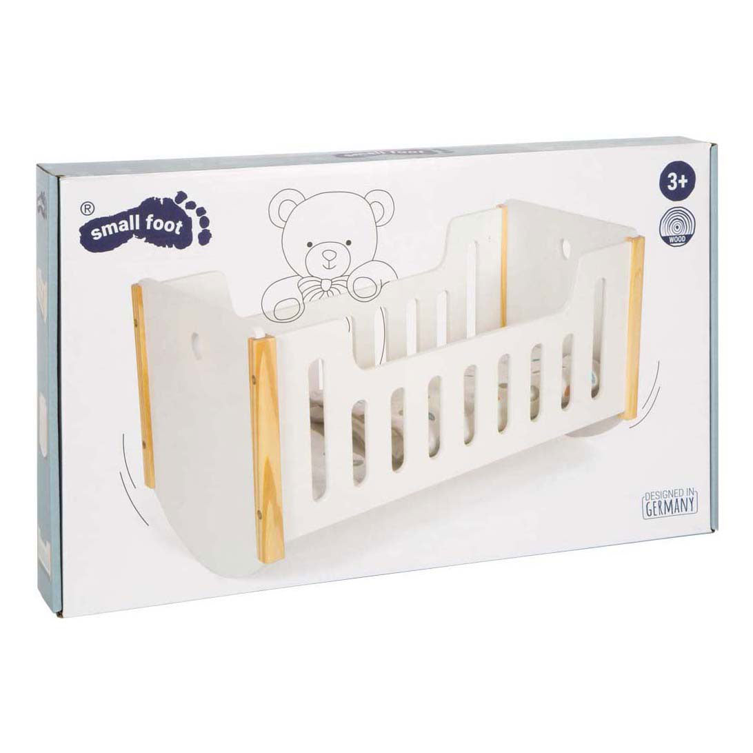 Gemütlicher kleiner Fuß - Holzpuppenbett weißer kleiner Knopf
