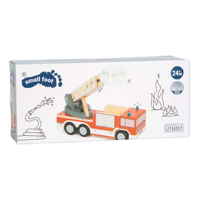 Kleiner Fuß - Holzfeuerwehrwagen mit rotierender Leiter