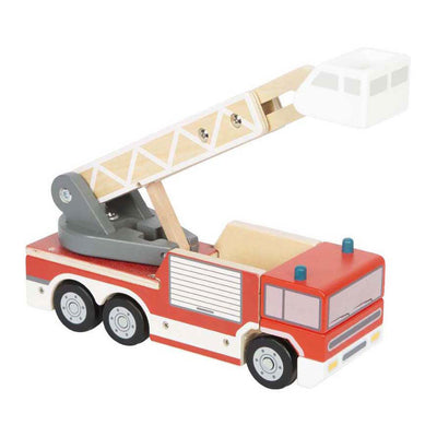 Kleiner Fuß - Holzfeuerwehrwagen mit rotierender Leiter