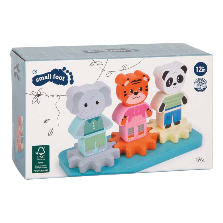 Small Foot - Stapelspiel aus Holz mit Zahnrädern Jungle Friends FSC