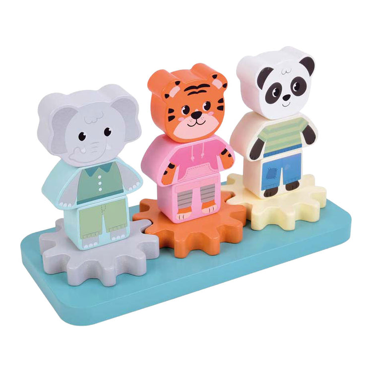 Small Foot - Stapelspiel aus Holz mit Zahnrädern Jungle Friends FSC