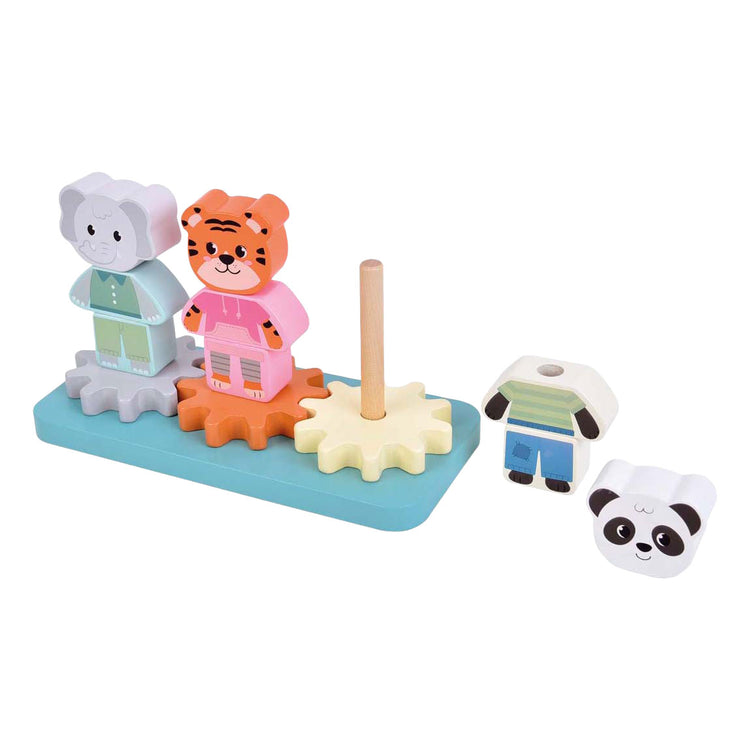 Small Foot - Stapelspiel aus Holz mit Zahnrädern Jungle Friends FSC