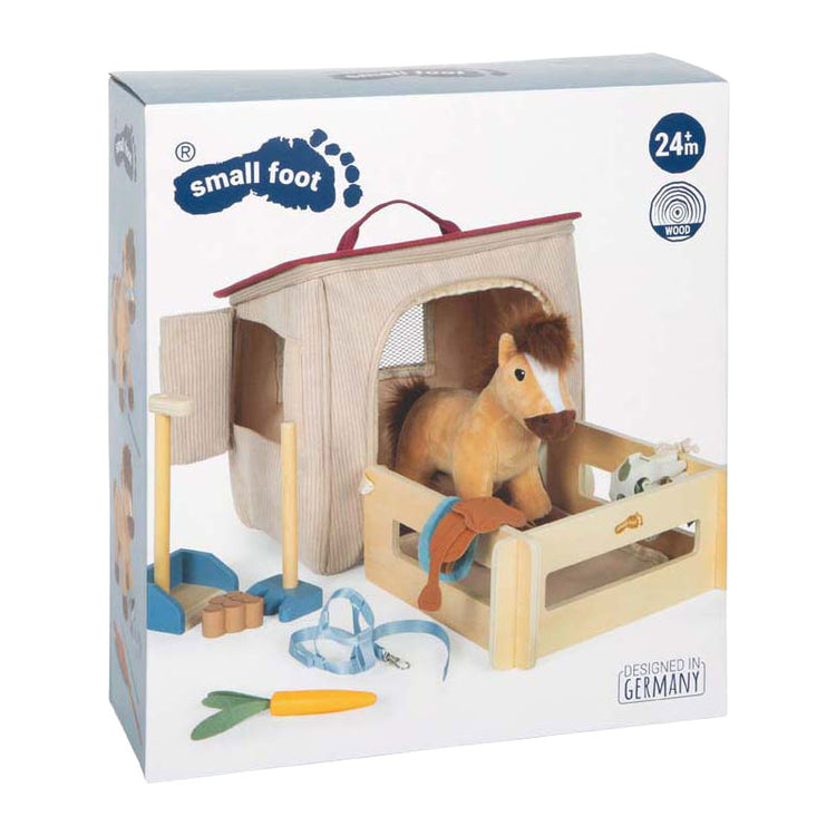 Small Foot - Pferdespielset mit Stall und Zubehör in Tasche
