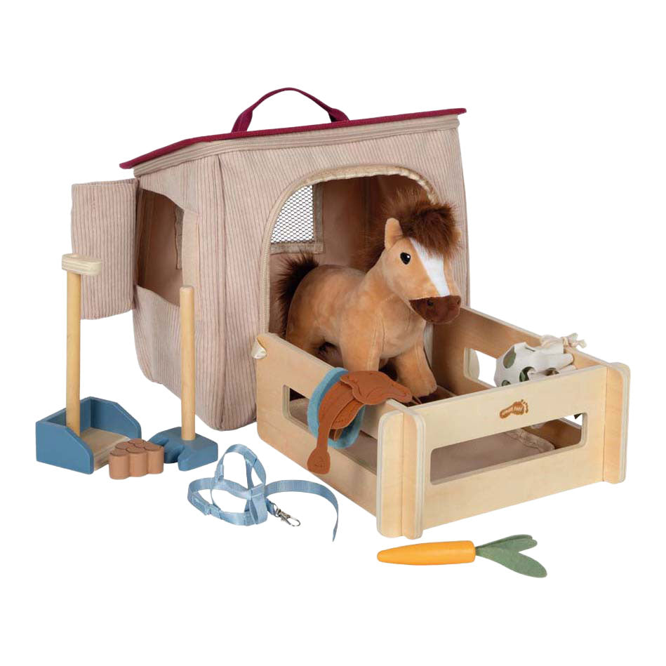 Small Foot - Pferdespielset mit Stall und Zubehör in Tasche