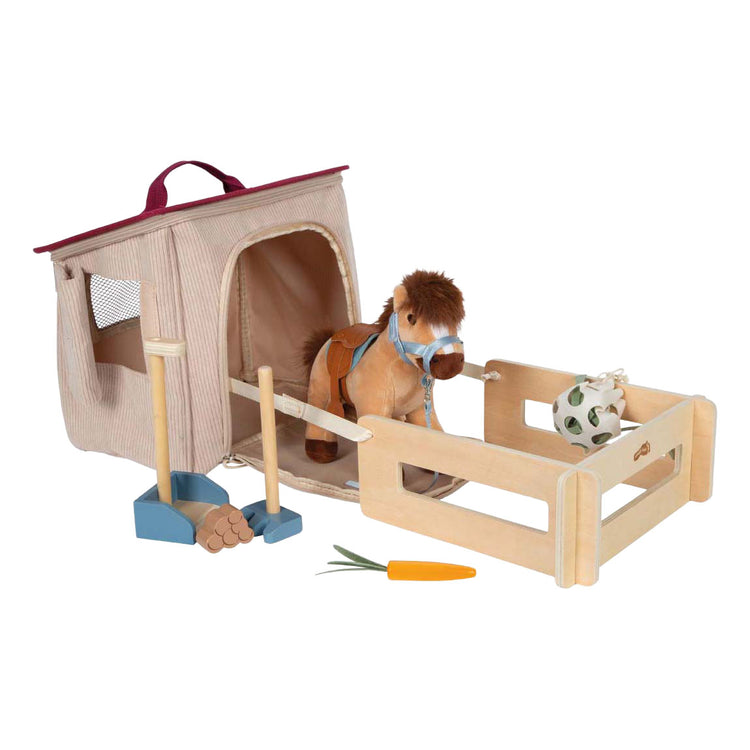 Small Foot - Pferdespielset mit Stall und Zubehör in Tasche