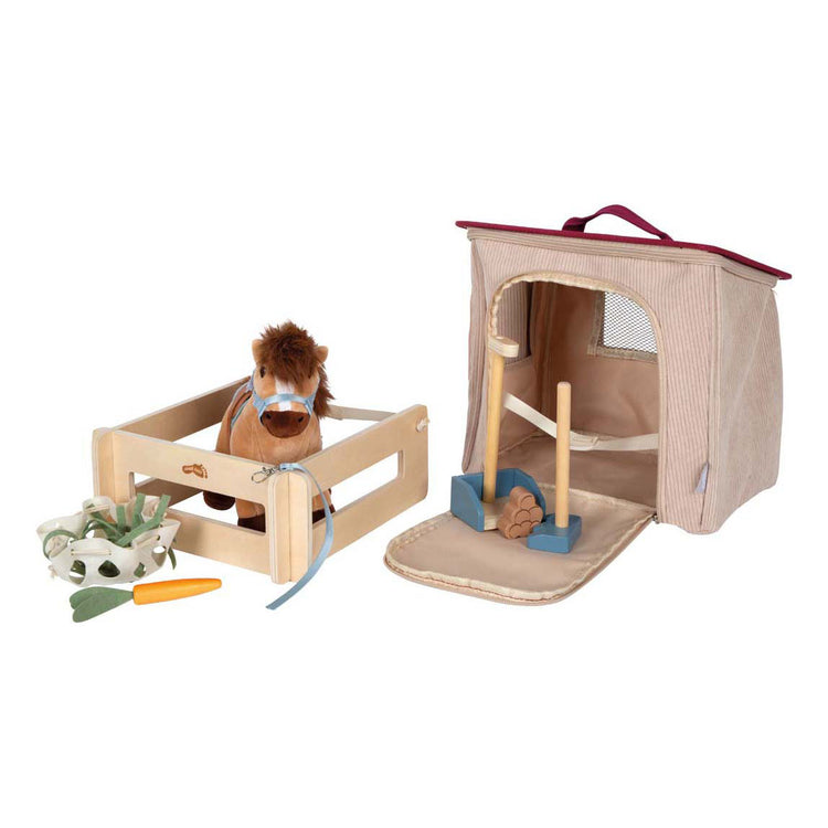Small Foot - Pferdespielset mit Stall und Zubehör in Tasche