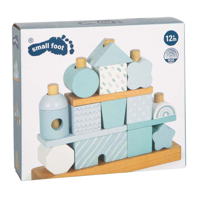 Small Foot - Stapelhaus aus Holz blau - 18-tlg.
