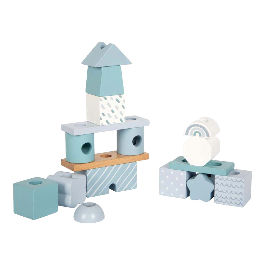 Small Foot - Stapelhaus aus Holz blau - 18-tlg.
