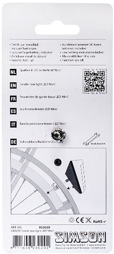 Rücklicht Mini Batterieflügel rot
