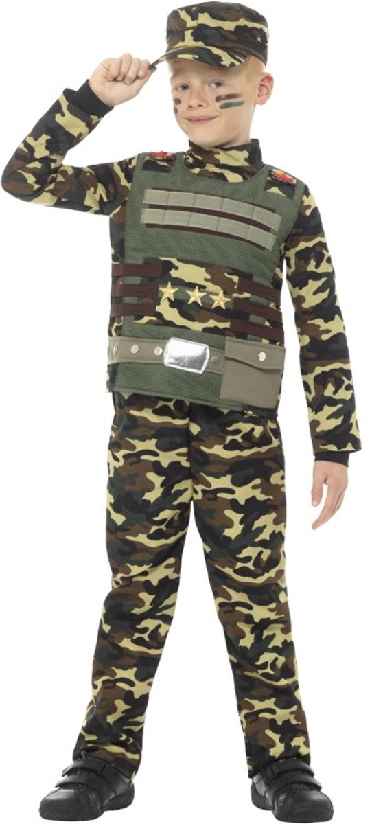 Smiffys Kinderkostüm – Kinder bis 9 Jahre – Tarnung Militärgrün