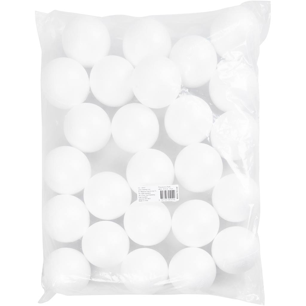 Creativ Company Bälle, D 8 cm, weiß, 25 Stück 1 Box