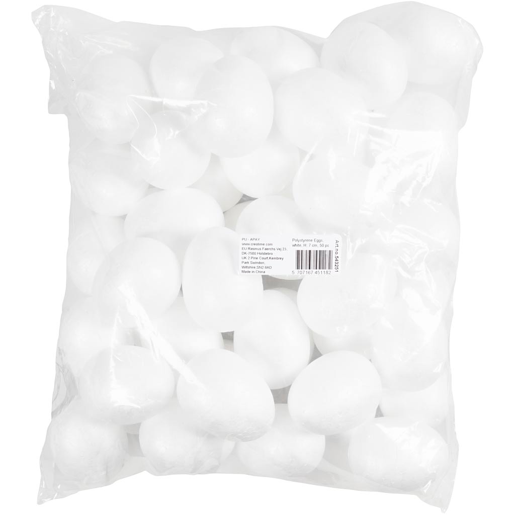 Creativ Company Eier, H: 7 cm, weiß, 50 Stück 1 Box