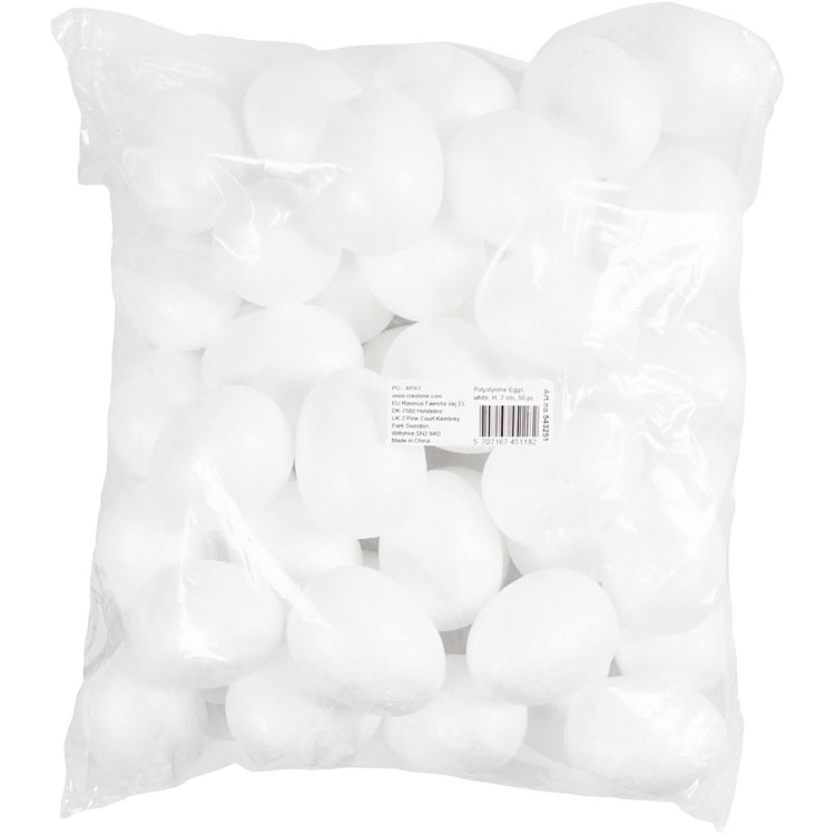 Creativ Company Eier, H: 7 cm, weiß, 50 Stück 1 Box