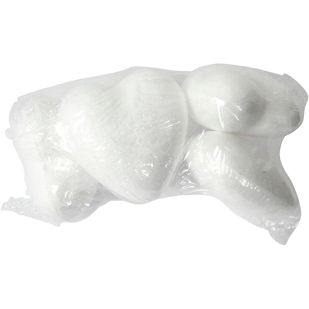 Creativ Company Herzen, H: 6 cm, T: 3 cm, B: 6 cm, weiß, 5 Stück 1 Box