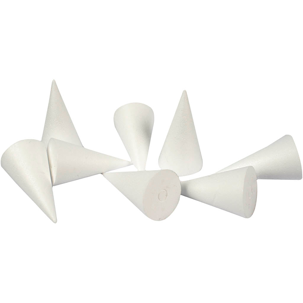 Creativ Company Kegel, H: 11 cm, T 5,5 cm, weiß, 50 Stück 1 Box