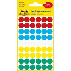 Etiketten Avery 3088 rund 12 mm sortiert
