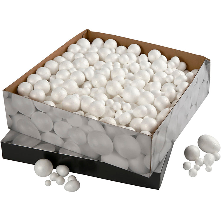 Creativ Company Kugeleier, Größe 1,5-6,1 cm, weiß, 550 Stück 1 Box