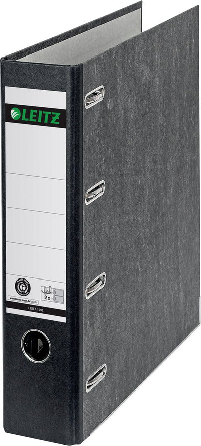 Leitz Giro-Bankmappe A4 Cloudy – mit Doppelmechanik – Rückenbreite 75 mm – 100 % recycelter Karton – Schwarz