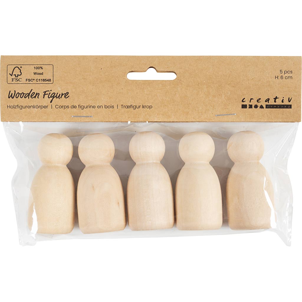 Creativ Company Holzfigur, oval, H: 6 cm, 5 Stück 1 Box