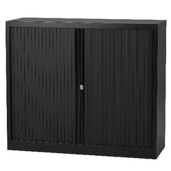 Rolltürenschrank niedrig Stahl 100x43x103cm schwarz 1 Einlegeboden