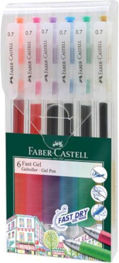 Faber-Castell Gelstift – schnelles Gel – Schreibbreite 0,7 mm – 6 Stück – fc-640908