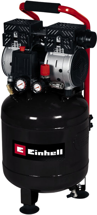 Einhell Elektrokompressor te-ac 24 Silent – 750 W – 8 bar – 24 l Tank – Saugleistung: 135 l min – 57 db (leiser als normale Kompressoren) – ölfrei