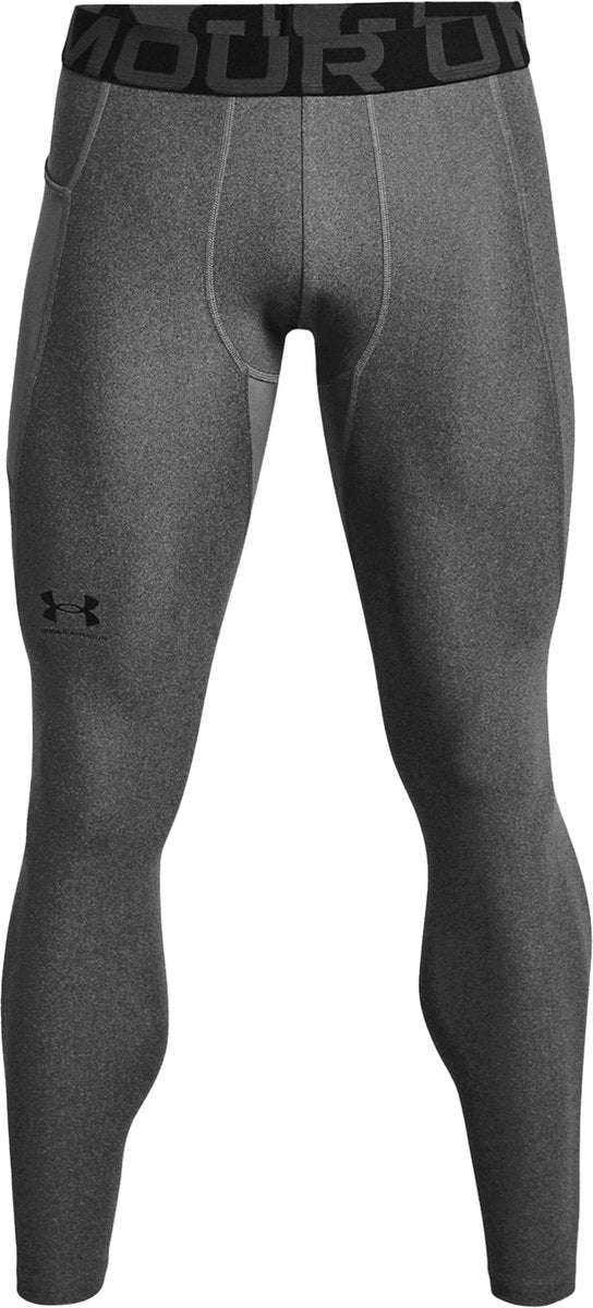 Under Armour UA HG Armour Leggings – Graue Herren-Sporthose – Carbon Heather – Schwarz
