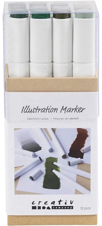 Creativ Company Zeichenmarker, Strichstärke 1+8 mm, Naturfarben, 12 Stück 1 Box