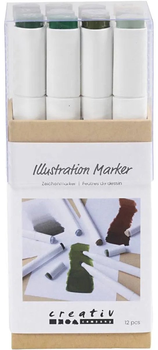 Creativ Company Zeichenmarker, Strichstärke 1+8 mm, Naturfarben, 12 Stück 1 Box