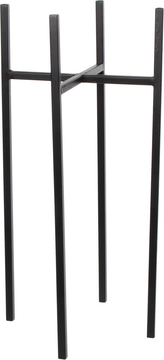 Glimmerdekorationen – Blumentopf-Pflanztopf-Standarderhöhung – Schwarz – B24 x H55 cm – Metall