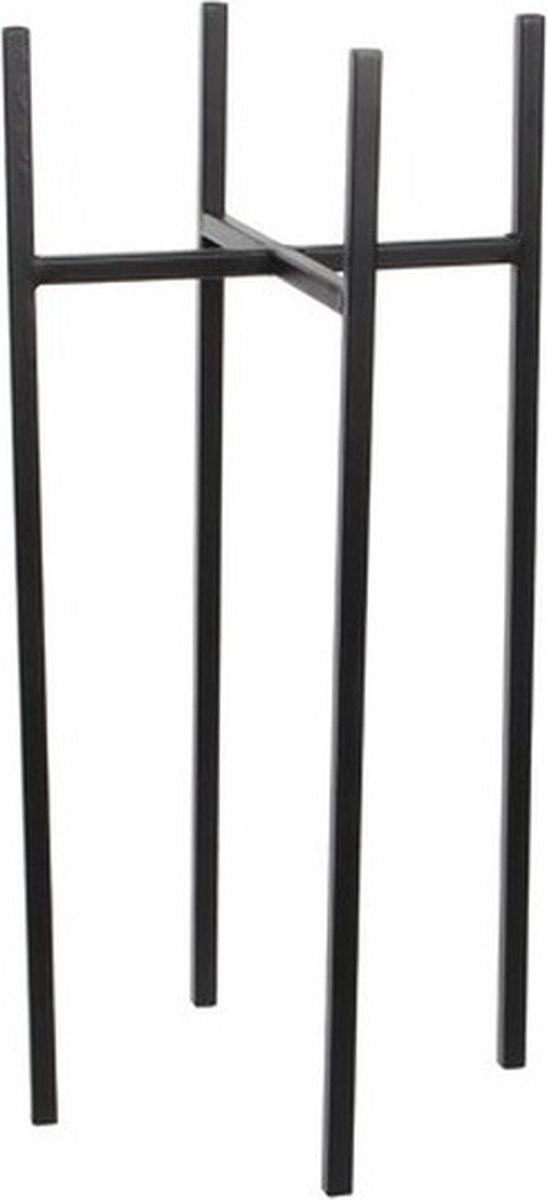 Glimmerdekorationen – Blumentopf-Pflanztopf-Standarderhöhung – Schwarz – B24 x H55 cm – Metall