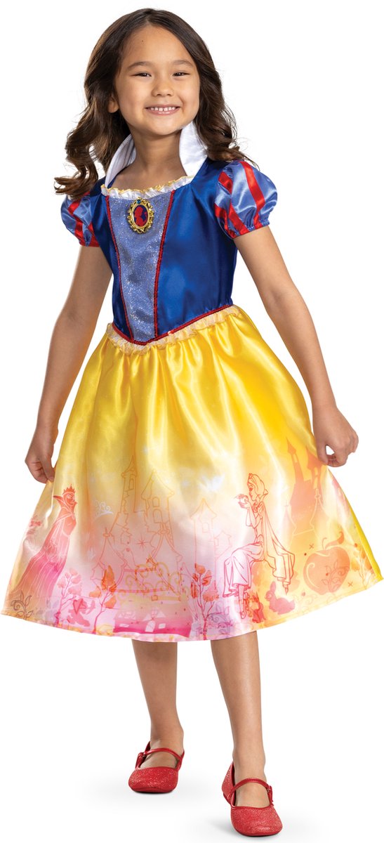 Disney-Prinzessin-Verkleidung – Schneewittchen, Schneewittchen-Kleid im Märchenbuch-Klassiker, Größe S (5 – 6 Jahre), Mädchen