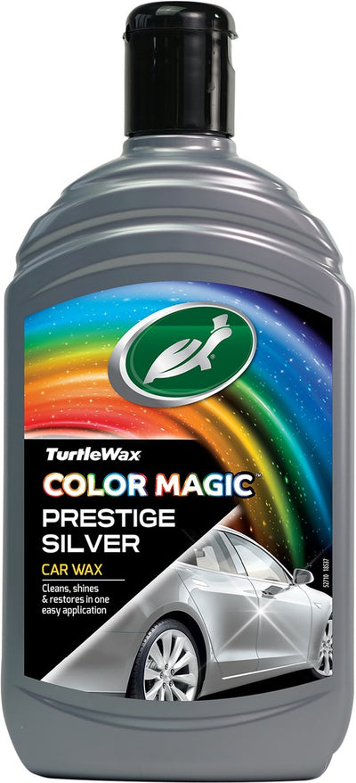 Turtle Wax Color Magic Prestige Silberwachs – reinigt und verleiht Glanz – stellt wieder her und fügt Farbe hinzu – kaschiert Kratzer und matte Stellen – bietet dauerhaften Schutz – schnell und einfach anzuwenden – 500 ml