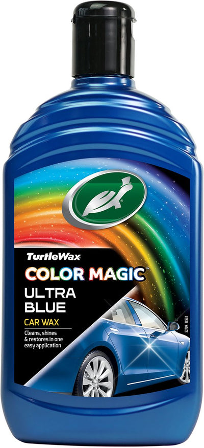 Turtle Wax Color Magic Ultra Blue Wax – reinigt, verleiht Glanz – stellt wieder her und fügt Farbe hinzu – kaschiert Kratzer und matte Stellen – bietet dauerhaften Schutz – schnell und einfach anzuwenden – 500 ml