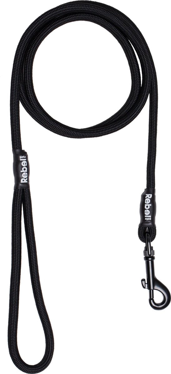 Rebel Petz Hundeleine – Schwarz – S – 8 mm x 140 cm