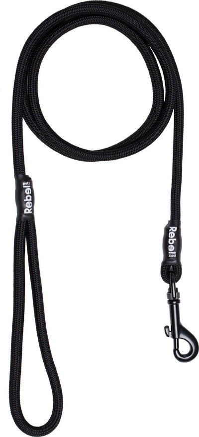 Rebel Petz Hundeleine – Schwarz – S – 8 mm x 140 cm