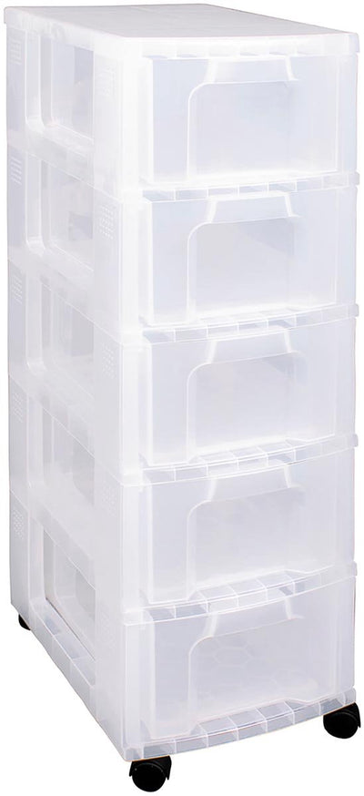 Wirklich praktischer Schubladenschrank 5 x 12 l | transparent