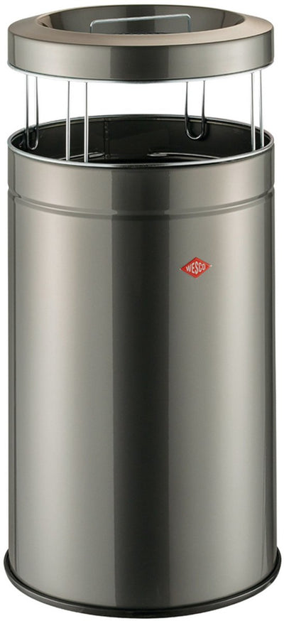 Wesco Standaschenbecher große Asche mit Sieb | 120 Liter | Metall - Graphit | Abfallbehälter mit Aschenbecher stehend - Made in Germany