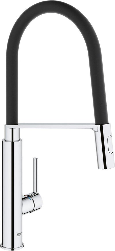 Grohe Quickfix Feel Profi-Küchenarmatur – hoher schwenkbarer Auslauf – 2 Strahlarten – Chrom