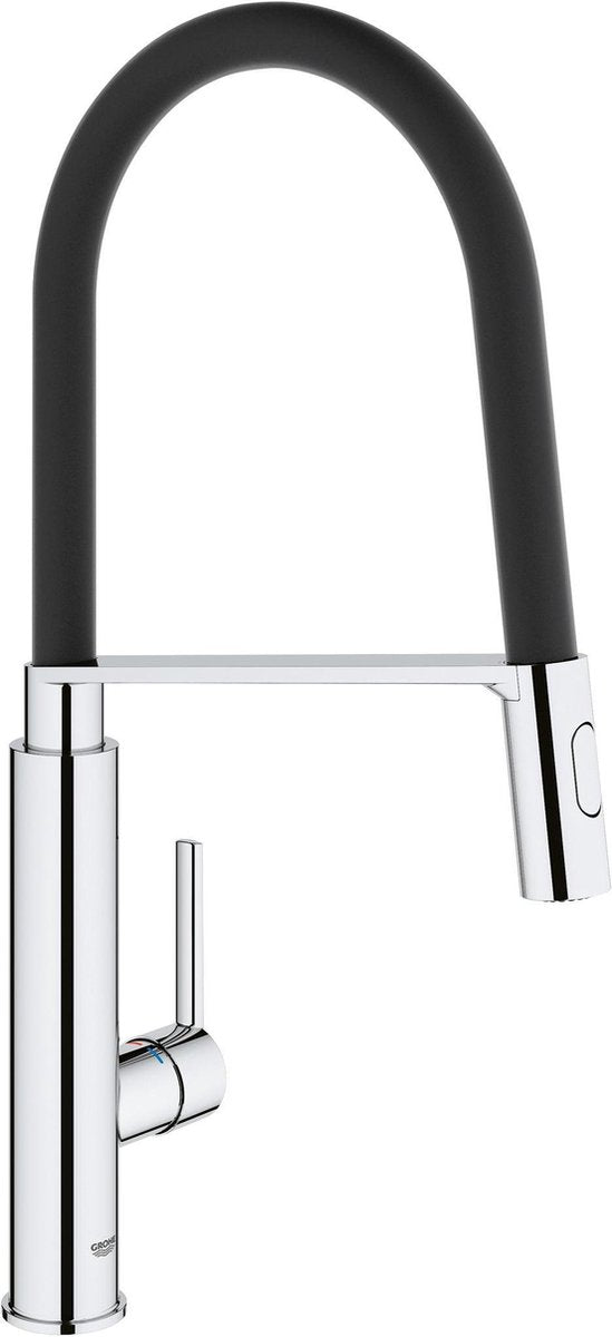 Grohe Quickfix Feel Profi-Küchenarmatur – hoher schwenkbarer Auslauf – 2 Strahlarten – Chrom