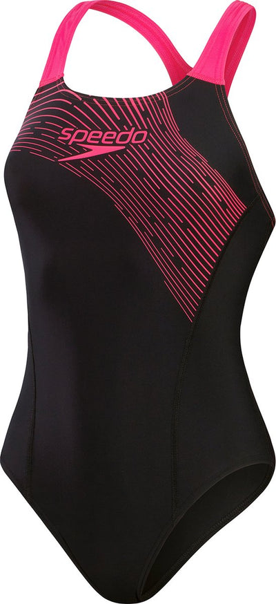 Speedo Medley Logo 1 Stück Damen Sportbadpak - Schwarz Rosa