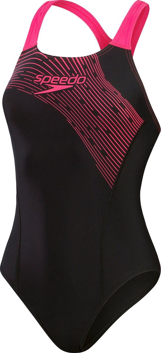 Speedo Medley Logo 1 Stück Damen Sportbadpak - Schwarz Rosa