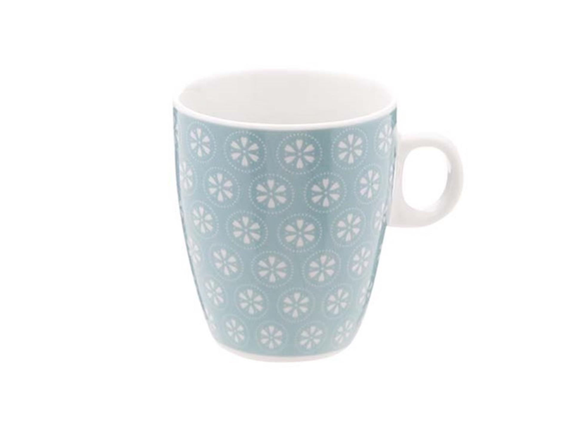 Gemütlicher Trendbecher Blau mit Blumen 19cl