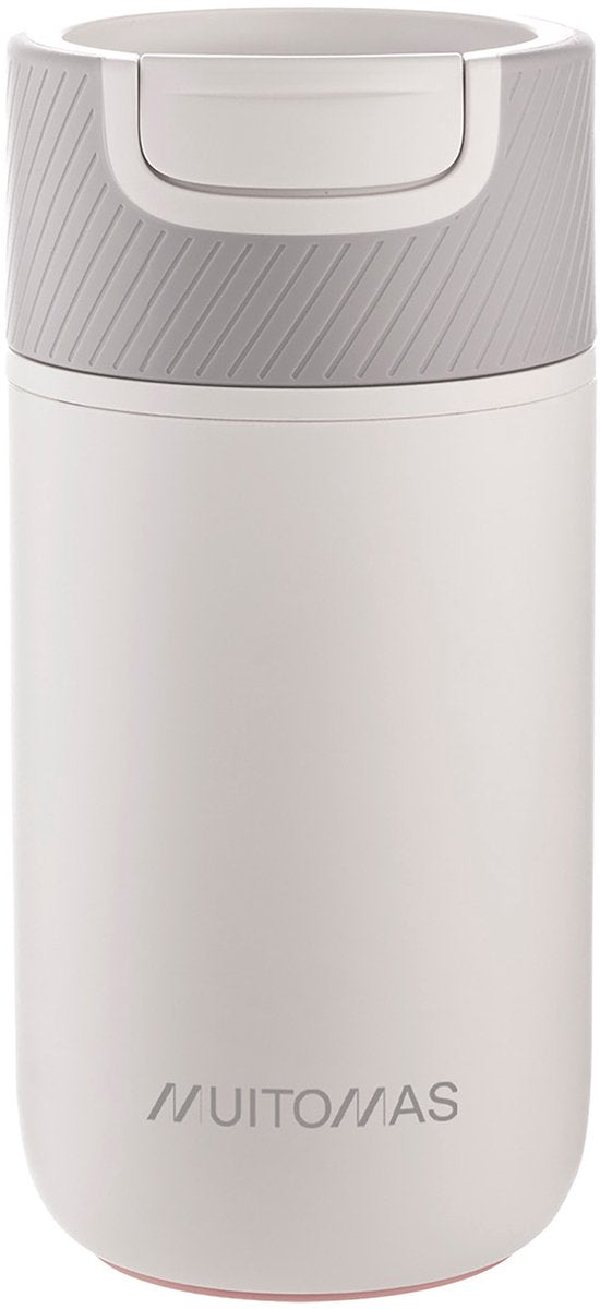Muitomas Wasserflasche fällt nie herunter – Anti-Fall-Saugnapfsystem – rutschfester Griff – Thermokonstruktion – 350 ml – Weiß