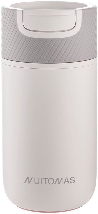 Muitomas Wasserflasche fällt nie herunter – Anti-Fall-Saugnapfsystem – rutschfester Griff – Thermokonstruktion – 350 ml – Weiß