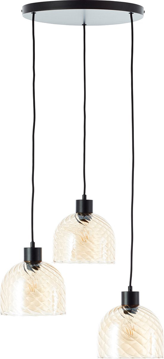 Brilliant Casto – Hängelampe – 3-flammig – E27 max. 3 x 25 W – Glas – Bernstein – Schwarz