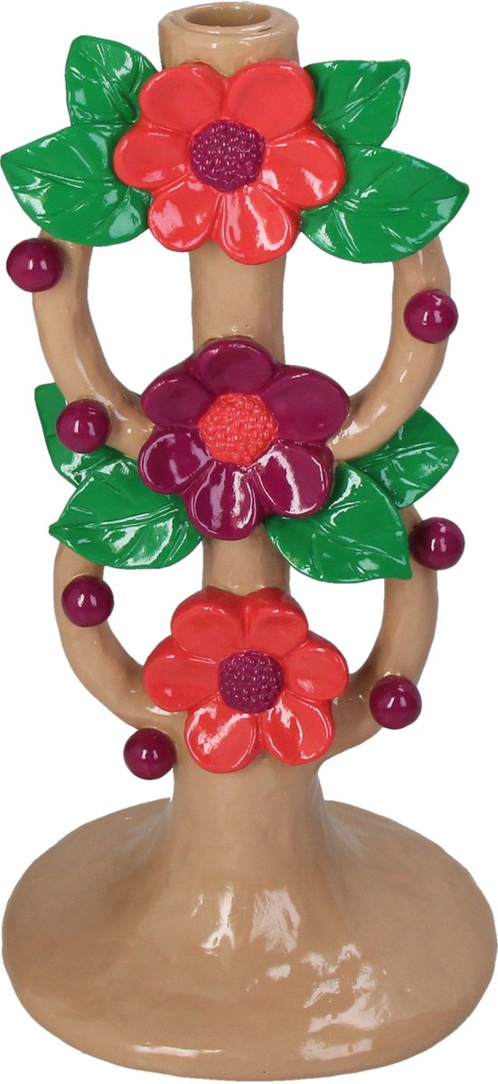 HD Collection Kerzenständer Blumen Polyresin 15,7x13,9x30cm