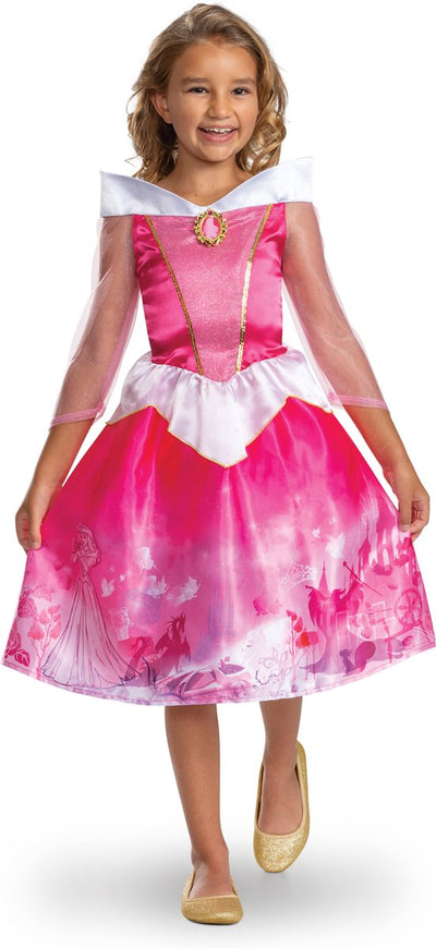 Verkleidung Disney Prinzessin – Dornröschen, Aurora Storybook Kleid klassisch, Größe M (7–8 Jahre), Mädchen